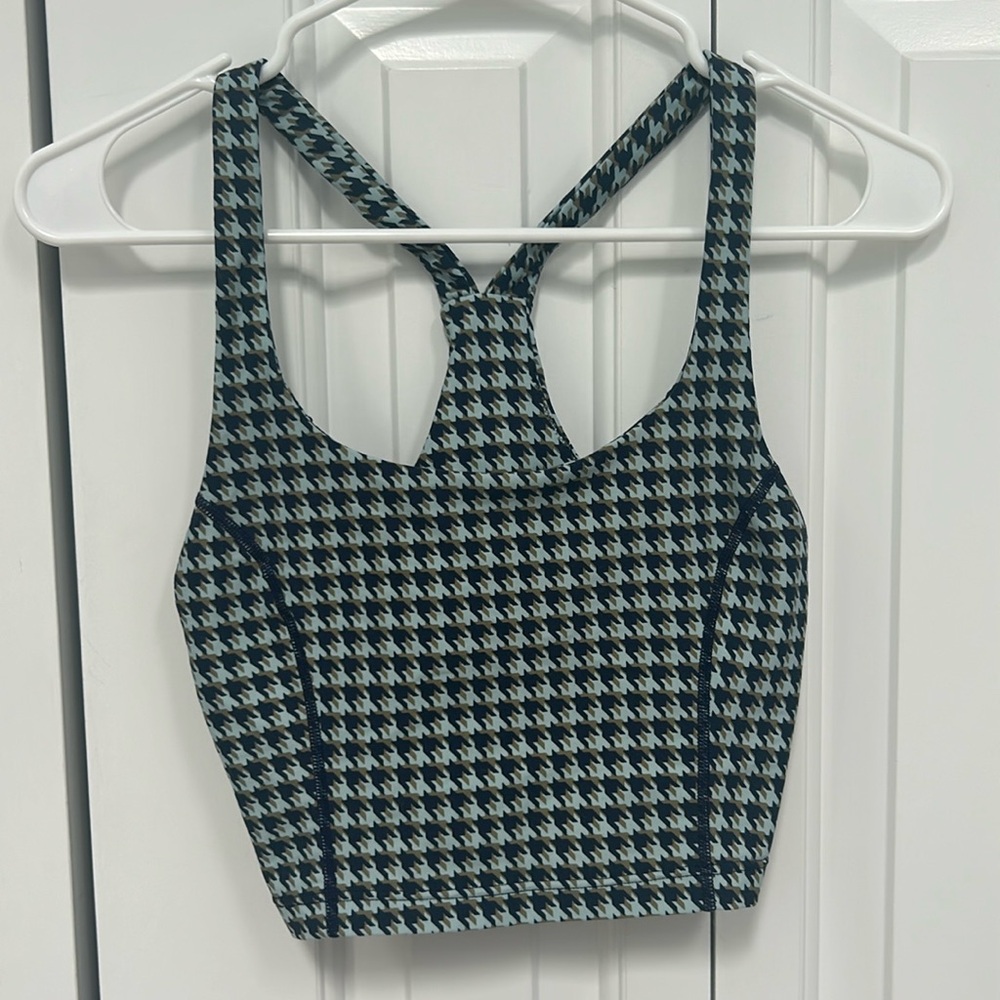 The Upside XS Tank Top Navy/Green/Blue Houndstooth Pattern